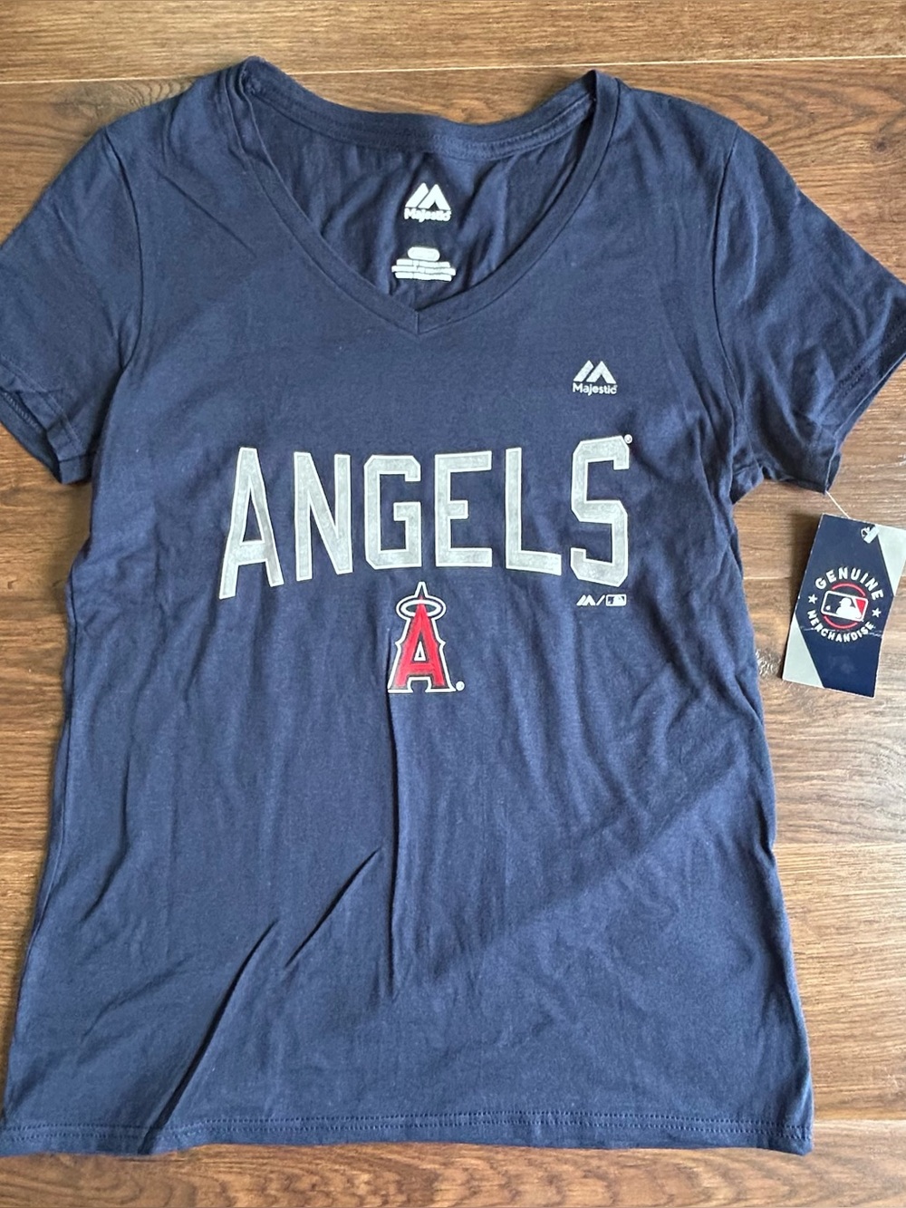 MLB Los Angeles Angels V-neck Blue Short Sleeve Tee S